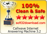 Callwave Internet Answering Machine 3.2 Clean & Safe award
